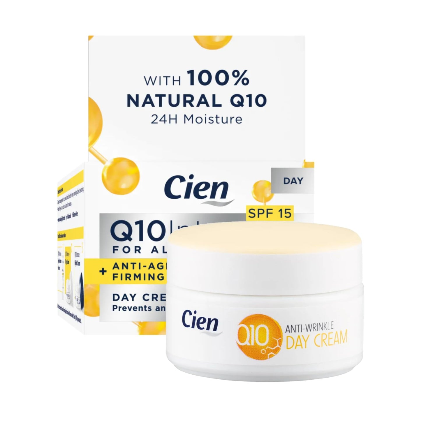 Cien Anti-Wrinkle DAY + NIGHT CREAM - with q10, Hyaluronic Acid & Vitamin E 50 ml