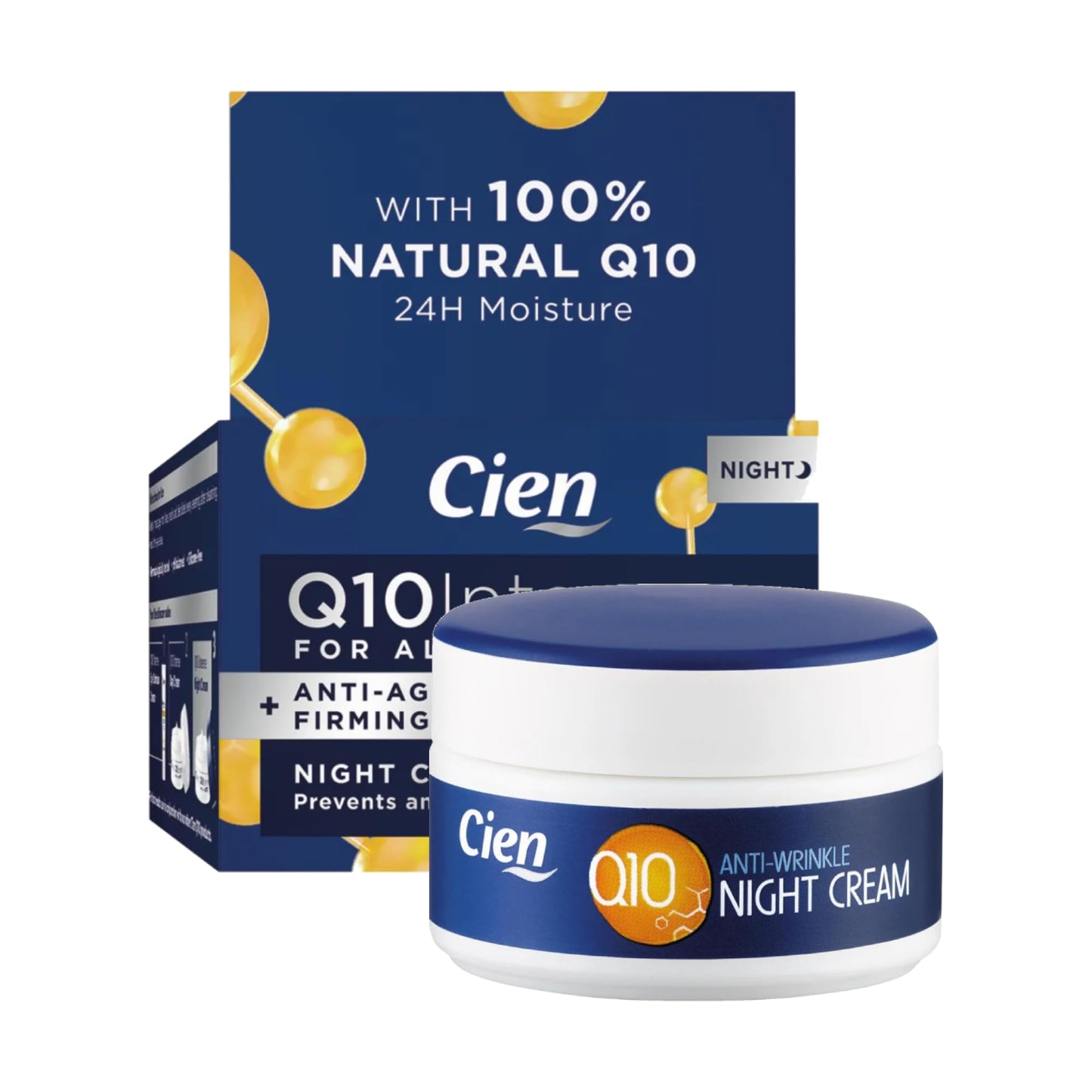 Cien Anti-Wrinkle DAY + NIGHT CREAM - with q10, Hyaluronic Acid & Vitamin E 50 ml