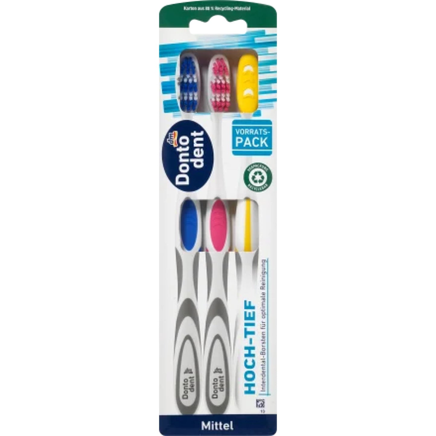 Dontodent toothbrush high-low, medium, 3 pcs