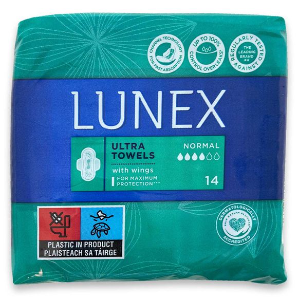 Lunex Ultra Towels With Wings - Regular 14 Pack