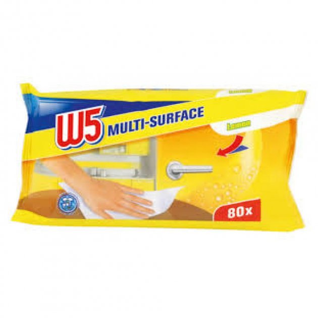 W5 Multi-Surface Wipes Lemon, 80pcs