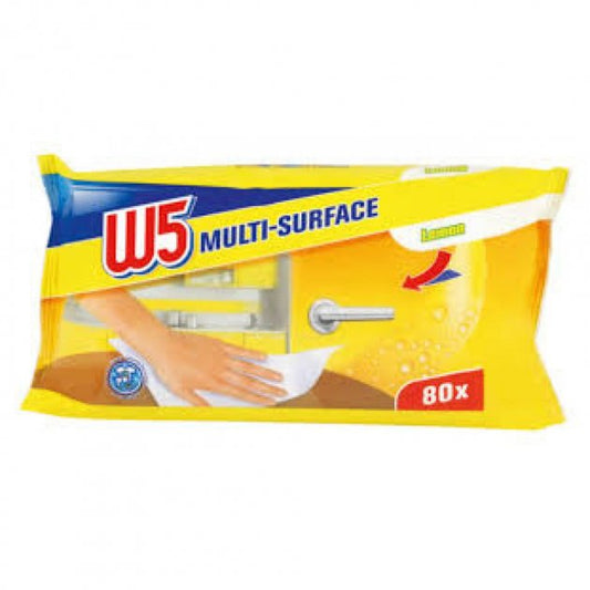 W5 Multi-Surface Wipes Lemon, 80pcs